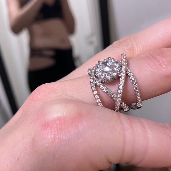 NEW 925 STERLING SILVER ROSE GOLD DIAMOND RING - Picture 2 of 10